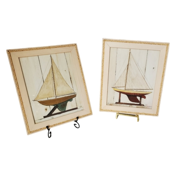 David Carter Brown Nautical Beach House Theme Sail Boat Framed Artist Signed - Picture 1 of 7